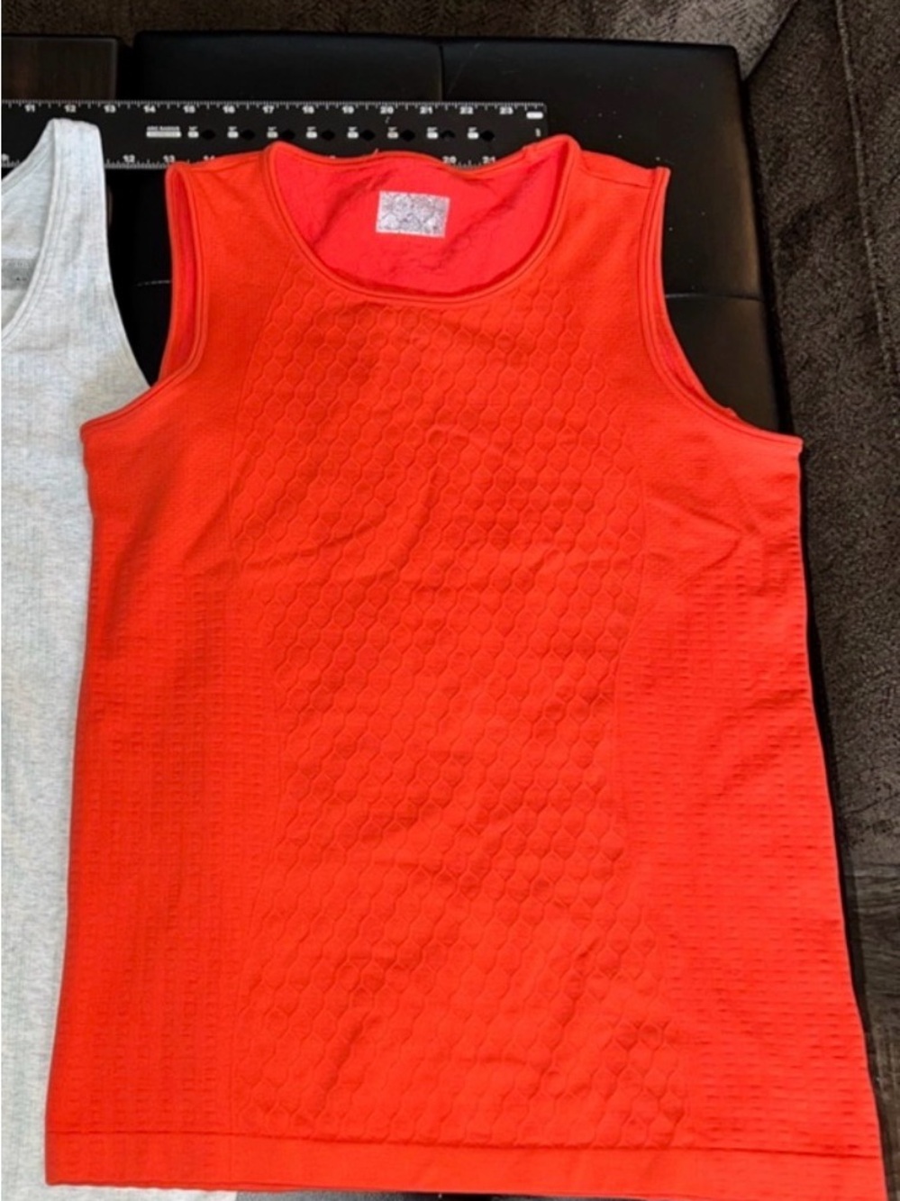 Athleta Coral-Red Textured Sleeveless Tank